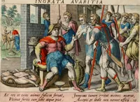 An illustration from David, hoc est virtutis exercitatissimae probatum Deo spectaculum, ex David pastoris, militis, regis, exulis, ac prophetae exemplis (1637)