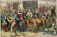 An illustration from David, hoc est virtutis exercitatissimae probatum Deo spectaculum, ex David pastoris, militis, regis, exulis, ac prophetae exemplis (1637)