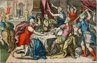 An illustration from David, hoc est virtutis exercitatissimae probatum Deo spectaculum, ex David pastoris, militis, regis, exulis, ac prophetae exemplis (1637)
