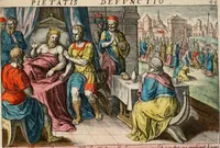 An illustration from David, hoc est virtutis exercitatissimae probatum Deo spectaculum, ex David pastoris, militis, regis, exulis, ac prophetae exemplis (1637)