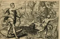 An illustration from David, hoc est, Virtvtis exercitatissimae probatvm deo spectacvlvm : ex David pastoris militis regis exvlis ac prophetae exemplis (1575)