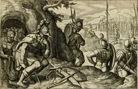 An illustration from David, hoc est, Virtvtis exercitatissimae probatvm deo spectacvlvm : ex David pastoris militis regis exvlis ac prophetae exemplis (1575)