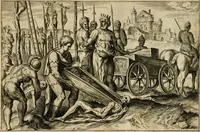 An illustration from David, hoc est, Virtvtis exercitatissimae probatvm deo spectacvlvm : ex David pastoris militis regis exvlis ac prophetae exemplis (1575)