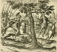 An illustration from David, virtvtis exercitatissimae probatum Deo spectaculum : ex Dauidis pastoris, militis, ducis, exsulis ac prophetae exemplis (1597)