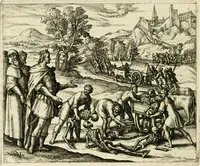 An illustration from David, virtvtis exercitatissimae probatum Deo spectaculum : ex Dauidis pastoris, militis, ducis, exsulis ac prophetae exemplis (1597)