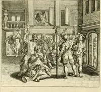 An illustration from David, virtvtis exercitatissimae probatum Deo spectaculum : ex Dauidis pastoris, militis, ducis, exsulis ac prophetae exemplis (1597)