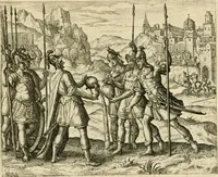 An illustration from David, virtvtis exercitatissimae probatum Deo spectaculum : ex Dauidis pastoris, militis, ducis, exsulis ac prophetae exemplis (1597)
