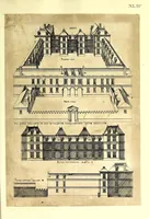Picture 25 of 45 from De architectura Iacobi Androuetii du Cerceau, opus : quo descriptae sunt aedificiorum quinquaginta planè dissimilium ichnographiae, in omnium non modò potentiorum, sed etiam mediocrium & tenuiorum gratia[m], quos aedificandi studium oblectat: adiunctâ vsus & commoditatis in habitationibus singulis expositione, vnà cum integra cuisque aedificij dimensione. Hûc accedit breuis explicatio de structurarum, quibus aedifica constant, dimensione per orgyiam, que Gallica est architectorum mensura, sex longa pedes: quâ certè methodo nemo non aedificia quaevis metiri, & futuri in aedificando sumptus rationem secum inire poterit .. (1559), leaf 123