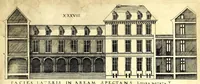 Picture 33 of 45 from De architectura Iacobi Androuetii du Cerceau, opus : quo descriptae sunt aedificiorum quinquaginta planè dissimilium ichnographiae, in omnium non modò potentiorum, sed etiam mediocrium & tenuiorum gratia[m], quos aedificandi studium oblectat: adiunctâ vsus & commoditatis in habitationibus singulis expositione, vnà cum integra cuisque aedificij dimensione. Hûc accedit breuis explicatio de structurarum, quibus aedifica constant, dimensione per orgyiam, que Gallica est architectorum mensura, sex longa pedes: quâ certè methodo nemo non aedificia quaevis metiri, & futuri in aedificando sumptus rationem secum inire poterit .. (1559), leaf 139