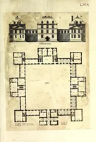 Picture 45 of 45 from De architectura Iacobi Androuetii du Cerceau, opus : quo descriptae sunt aedificiorum quinquaginta planè dissimilium ichnographiae, in omnium non modò potentiorum, sed etiam mediocrium & tenuiorum gratia[m], quos aedificandi studium oblectat: adiunctâ vsus & commoditatis in habitationibus singulis expositione, vnà cum integra cuisque aedificij dimensione. Hûc accedit breuis explicatio de structurarum, quibus aedifica constant, dimensione per orgyiam, que Gallica est architectorum mensura, sex longa pedes: quâ certè methodo nemo non aedificia quaevis metiri, & futuri in aedificando sumptus rationem secum inire poterit .. (1559), leaf 175