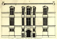 Picture 6 of 45 from De architectura Iacobi Androuetii du Cerceau, opus : quo descriptae sunt aedificiorum quinquaginta planè dissimilium ichnographiae, in omnium non modò potentiorum, sed etiam mediocrium & tenuiorum gratia[m], quos aedificandi studium oblectat: adiunctâ vsus & commoditatis in habitationibus singulis expositione, vnà cum integra cuisque aedificij dimensione. Hûc accedit breuis explicatio de structurarum, quibus aedifica constant, dimensione per orgyiam, que Gallica est architectorum mensura, sex longa pedes: quâ certè methodo nemo non aedificia quaevis metiri, & futuri in aedificando sumptus rationem secum inire poterit .. (1559), leaf 41