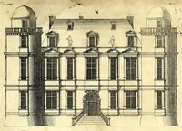 Picture 9 of 45 from De architectura Iacobi Androuetii du Cerceau, opus : quo descriptae sunt aedificiorum quinquaginta planè dissimilium ichnographiae, in omnium non modò potentiorum, sed etiam mediocrium & tenuiorum gratia[m], quos aedificandi studium oblectat: adiunctâ vsus & commoditatis in habitationibus singulis expositione, vnà cum integra cuisque aedificij dimensione. Hûc accedit breuis explicatio de structurarum, quibus aedifica constant, dimensione per orgyiam, que Gallica est architectorum mensura, sex longa pedes: quâ certè methodo nemo non aedificia quaevis metiri, & futuri in aedificando sumptus rationem secum inire poterit .. (1559), leaf 59