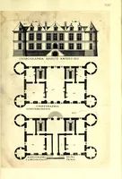 Picture 11 of 45 from De architectura Iacobi Androuetii du Cerceau, opus : quo descriptae sunt aedificiorum quinquaginta planè dissimilium ichnographiae, in omnium non modò potentiorum, sed etiam mediocrium & tenuiorum gratia[m], quos aedificandi studium oblectat: adiunctâ vsus & commoditatis in habitationibus singulis expositione, vnà cum integra cuisque aedificij dimensione. Hûc accedit breuis explicatio de structurarum, quibus aedifica constant, dimensione per orgyiam, que Gallica est architectorum mensura, sex longa pedes: quâ certè methodo nemo non aedificia quaevis metiri, & futuri in aedificando sumptus rationem secum inire poterit .. (1559), leaf 63