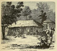 An illustration from De Benguella ás terras de Iácca; descripção de uma viagem na Africa central e occidental. Comprehendendo narrações, aventuras, e estudos importantes sobre as cabeceiras dos rios Cu-nene, Cu-bango, Lu-ando, Cu-anza e Cu-ango, e de grande parte do curso dos dois ultimos; alem da descoberta dos rios Hamba, Cauali, Sussa e Cu-gho, e larga noticia sobre as terras de Quiteca, N'bungo, Sosso, Futa, e Iácca (1881)