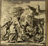 Picture 34 of 103 from De bykorf des gemoeds : honing zaamelende uit allerley bloemen : vervattende over de honderd konstige figuuren : met godlyke spreuken en stichtelyke verzen (1711), leaf 141