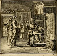 An illustration from De bykorf des gemoeds : honing zaamelende uit allerley bloemen : vervattende over de honderd konstige figuuren : met godlyke spreuken en stichtelyke verzen (1711)