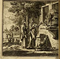 An illustration from De bykorf des gemoeds : honing zaamelende uit allerley bloemen : vervattende over de honderd konstige figuuren : met godlyke spreuken en stichtelyke verzen (1711)
