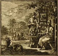 Picture 95 of 103 from De bykorf des gemoeds : honing zaamelende uit allerley bloemen : vervattende over de honderd konstige figuuren : met godlyke spreuken en stichtelyke verzen (1711), leaf 385
