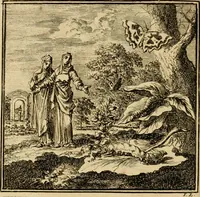 Picture 15 of 103 from De bykorf des gemoeds : honing zaamelende uit allerley bloemen : vervattende over de honderd konstige figuuren : met godlyke spreuken en stichtelyke verzen (1711), leaf 65