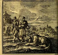 An illustration from De Bykorf des Gemoeds : Honing zaamelende uit allerley Bloemen (1711)