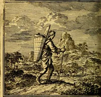 An illustration from De Bykorf des Gemoeds : Honing zaamelende uit allerley Bloemen (1711)