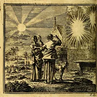 An illustration from De Bykorf des Gemoeds : Honing zaamelende uit allerley Bloemen (1711)