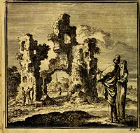 An illustration from De Bykorf des Gemoeds : Honing zaamelende uit allerley Bloemen (1711)