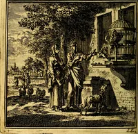 An illustration from De Bykorf des Gemoeds : Honing zaamelende uit allerley Bloemen (1711)