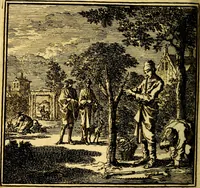 An illustration from De Bykorf des Gemoeds : Honing zaamelende uit allerley Bloemen (1711)
