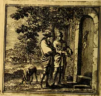 An illustration from De Bykorf des Gemoeds : Honing zaamelende uit allerley Bloemen (1711)