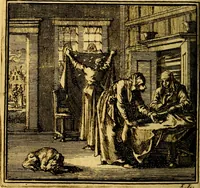 An illustration from De Bykorf des Gemoeds : Honing zaamelende uit allerley Bloemen (1711)