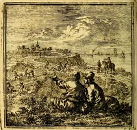 An illustration from De Bykorf des Gemoeds : Honing zaamelende uit allerley Bloemen (1711)