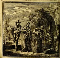 An illustration from De Bykorf des Gemoeds : Honing zaamelende uit allerley Bloemen (1711)