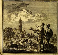 An illustration from De Bykorf des Gemoeds : Honing zaamelende uit allerley Bloemen (1711)