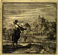 An illustration from De Bykorf des Gemoeds : Honing zaamelende uit allerley Bloemen (1711)