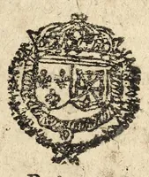 An illustration from Declaration dv roy, portant reglement pour le nouueau prix donné aux especes d'argent legeres & rognées: ensemble pour l'obseruation des prix de l'or & argent employez aux ouurages d'orfeurerie. Et defenses de fondre les monoyes, & les transporter ny autres matieres d'or & d'argent hors du royaume. Verifiée en la Cour des monoyes le 30. octobre, mil six cens quarante. (1640)