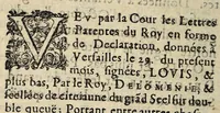 An illustration from Declaration dv roy, portant reglement pour le nouueau prix donné aux especes d'argent legeres & rognées: ensemble pour l'obseruation des prix de l'or & argent employez aux ouurages d'orfeurerie. Et defenses de fondre les monoyes, & les transporter ny autres matieres d'or & d'argent hors du royaume. Verifiée en la Cour des monoyes le 30. octobre, mil six cens quarante. (1640)