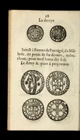 An illustration from [Declaration du roy, portant que les monnoyes d'argent legeres ne seront exposées que pour leur iuste prix selon leur poids & titre, & que tous les poids dont on se seruira pour les monnoyes, seront aiustez & estallonnez sur ceux de la Cour des monnoyes dans vn mois : registrée en la Cour des monnoyes le 24. octobre 1640 : ensemble l'arrest de ladite cour, pour le fait de l'estalonnement desdits poids]. (1640)