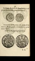 An illustration from [Declaration du roy, portant que les monnoyes d'argent legeres ne seront exposées que pour leur iuste prix selon leur poids & titre, & que tous les poids dont on se seruira pour les monnoyes, seront aiustez & estallonnez sur ceux de la Cour des monnoyes dans vn mois : registrée en la Cour des monnoyes le 24. octobre 1640 : ensemble l'arrest de ladite cour, pour le fait de l'estalonnement desdits poids]. (1640)