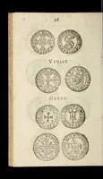 An illustration from [Declaration du roy, portant que les monnoyes d'argent legeres ne seront exposées que pour leur iuste prix selon leur poids & titre, & que tous les poids dont on se seruira pour les monnoyes, seront aiustez & estallonnez sur ceux de la Cour des monnoyes dans vn mois : registrée en la Cour des monnoyes le 24. octobre 1640 : ensemble l'arrest de ladite cour, pour le fait de l'estalonnement desdits poids]. (1640)