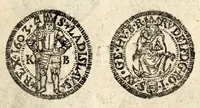 An illustration from [Declaration du roy, portant que les monnoyes d'argent legeres ne seront exposées que pour leur iuste prix selon leur poids & titre, & que tous les poids dont on se seruira pour les monnoyes, seront aiustez & estallonnez sur ceux de la Cour des monnoyes dans vn mois : registrée en la Cour des monnoyes le 24. octobre 1640 : ensemble l'arrest de ladite cour, pour le fait de l'estalonnement desdits poids]. (1640)