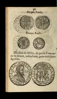 An illustration from [Declaration du roy, portant que les monnoyes d'argent legeres ne seront exposées que pour leur iuste prix selon leur poids & titre, & que tous les poids dont on se seruira pour les monnoyes, seront aiustez & estallonnez sur ceux de la Cour des monnoyes dans vn mois : registrée en la Cour des monnoyes le 24. octobre 1640 : ensemble l'arrest de ladite cour, pour le fait de l'estalonnement desdits poids]. (1640)