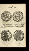 An illustration from [Declaration du roy, portant que les monnoyes d'argent legeres ne seront exposées que pour leur iuste prix selon leur poids & titre, & que tous les poids dont on se seruira pour les monnoyes, seront aiustez & estallonnez sur ceux de la Cour des monnoyes dans vn mois : registrée en la Cour des monnoyes le 24. octobre 1640 : ensemble l'arrest de ladite cour, pour le fait de l'estalonnement desdits poids]. (1640)