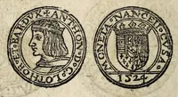 An illustration from [Declaration du roy, portant que les monnoyes d'argent legeres ne seront exposées que pour leur iuste prix selon leur poids & titre, & que tous les poids dont on se seruira pour les monnoyes, seront aiustez & estallonnez sur ceux de la Cour des monnoyes dans vn mois : registrée en la Cour des monnoyes le 24. octobre 1640 : ensemble l'arrest de ladite cour, pour le fait de l'estalonnement desdits poids]. (1640)