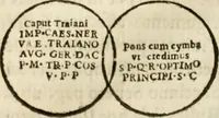 Picture 129 of 246 from De colvmna Traiani syntagma. Accesserunt explicatio veteris tabellae anaglyphae Homeri Iliadem, atqve ex Stesichoro, Arctino et Lesche Ilii excidivm continentis, & Emissarii Lacus Fvcini descriptio (1683), leaf 308