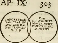 Picture 130 of 246 from De colvmna Traiani syntagma. Accesserunt explicatio veteris tabellae anaglyphae Homeri Iliadem, atqve ex Stesichoro, Arctino et Lesche Ilii excidivm continentis, & Emissarii Lacus Fvcini descriptio (1683), leaf 310