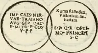 Picture 167 of 246 from De colvmna Traiani syntagma. Accesserunt explicatio veteris tabellae anaglyphae Homeri Iliadem, atqve ex Stesichoro, Arctino et Lesche Ilii excidivm continentis, & Emissarii Lacus Fvcini descriptio (1683), leaf 318