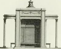 An illustration from Decorations for parks and gardens : designs for gates, garden seats, alcoves, temples, baths, entrance gates, lodges, facades, prospect towers, cattle sheds, ruins, bridges, greenhouses, &c. &c. also a hot house & hot wall : with plans & scales on 55 plates (1810)