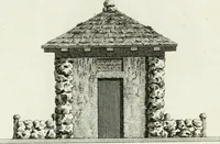An illustration from Decorations for parks and gardens : designs for gates, garden seats, alcoves, temples, baths, entrance gates, lodges, facades, prospect towers, cattle sheds, ruins, bridges, greenhouses, &c. &c. also a hot house & hot wall : with plans & scales on 55 plates (1810)