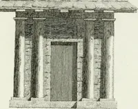 An illustration from Decorations for parks and gardens : designs for gates, garden seats, alcoves, temples, baths, entrance gates, lodges, facades, prospect towers, cattle sheds, ruins, bridges, greenhouses, &c. &c. also a hot house & hot wall : with plans & scales on 55 plates (1810)